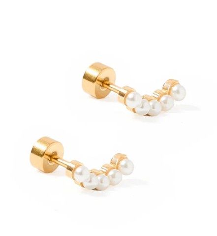 Screwback Stud Earrings, Style: Abigail Pearl