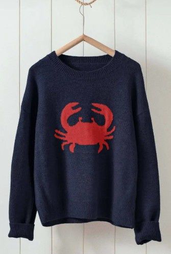 Crab Graphic Relaxed Knit Sweater