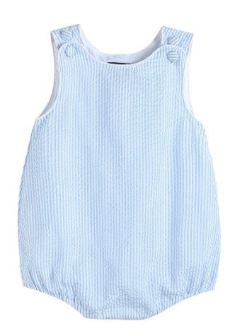 Seersucker Bubble Romper, Color: Lt Blue, Size: 3-6m