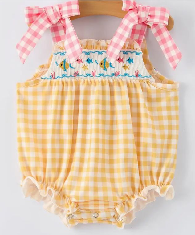 Fish Plaid Romper