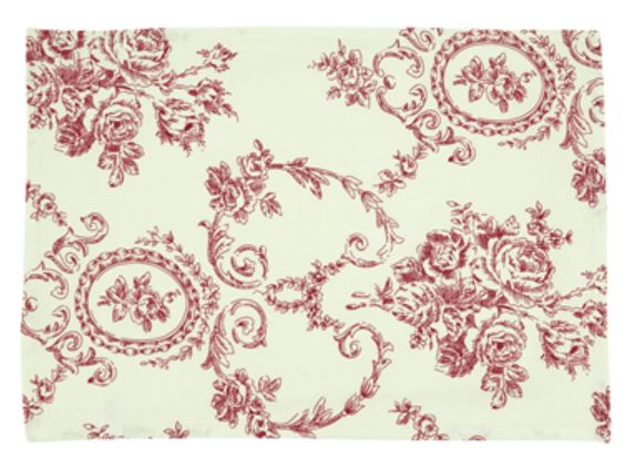Toile Floral Placemat, Color: Red