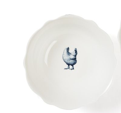 Gertrude Salad Bowl, Color: Blue/White