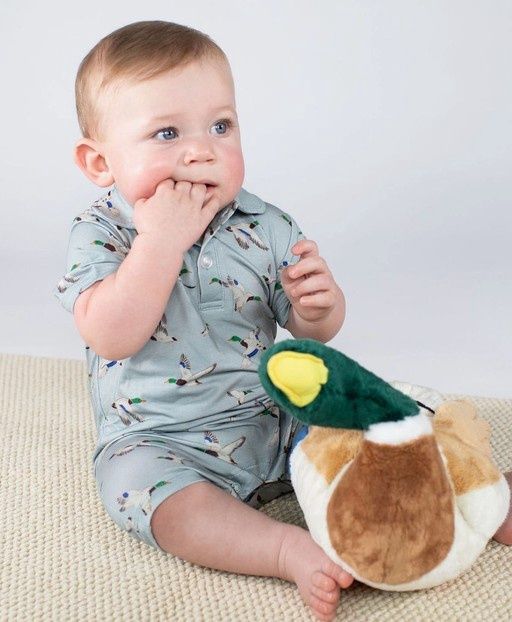 Polo S/S Romper, Color: Mallards/Ducks, Size: 3-6 mos