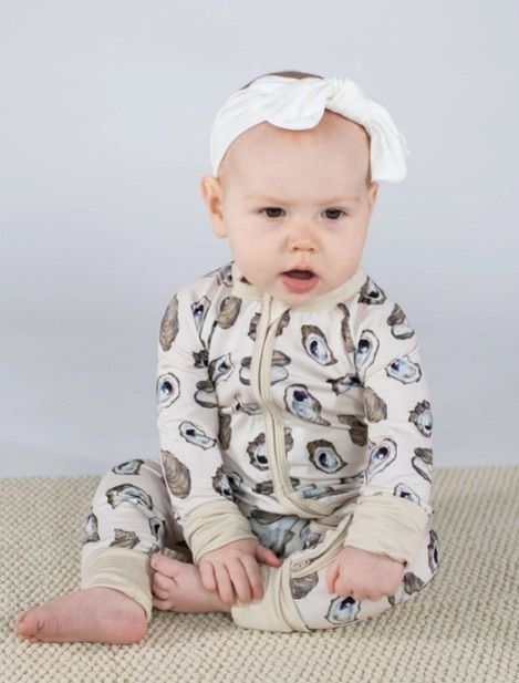 Convertible Zip Pajamas, Color: Coastal Oysters, Size: 3-6 mos