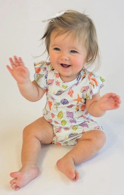 Flutter Bubble, Color: Beach Seashells, Size: 3-6 mos