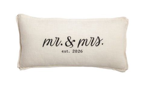 Mr &amp; Mrs 2026 Pillow, Size: Lumbar (11x22")