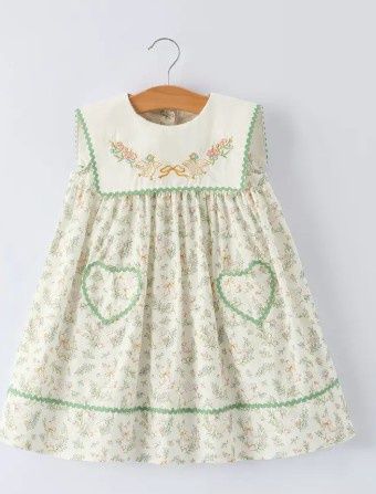 Vintage Floral Duck Girl's Dress, Size: 18 mos