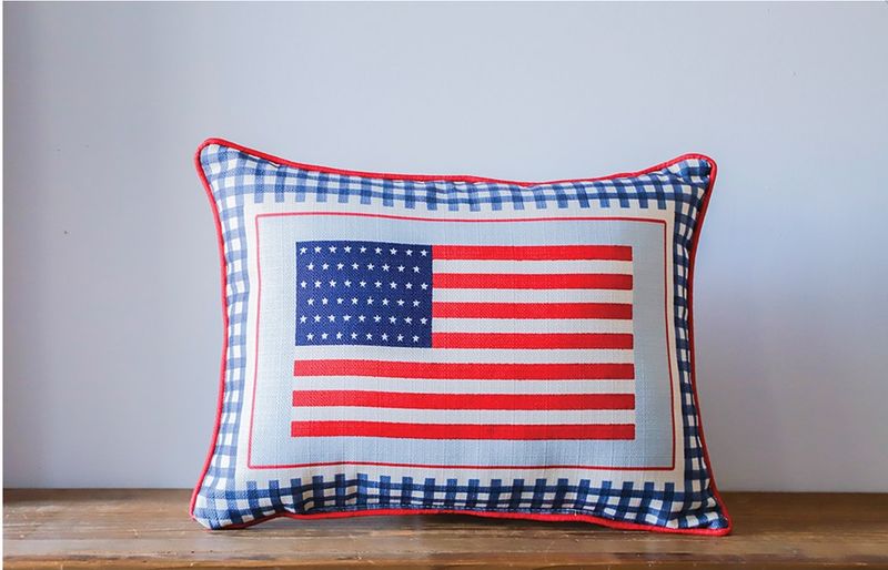 Gingham American Flag Pillow