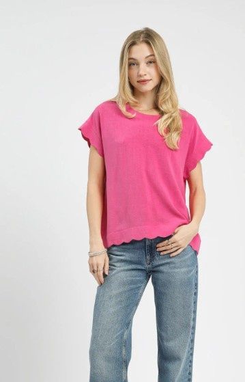 Scallop Hem Top, Color: Peony, Size: Small