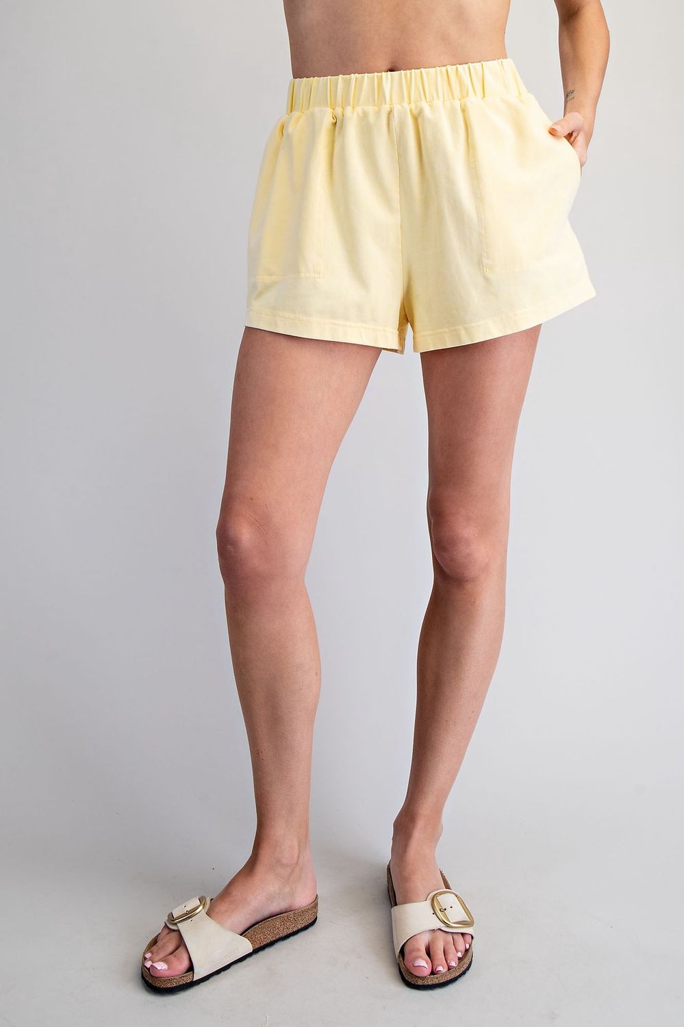 Comfy Pull On Shorts, Color: Butter, Size: Small