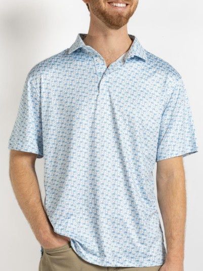 Chesapeake Crab Performance Polo, Color: Blue/White, Size: Medium