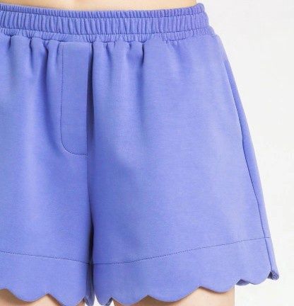 Scalloped Hem Shorts, Color: Peri Blue, Size: X-Small