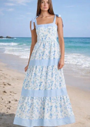 Floral Printed Maxi Shldr Tie Dress