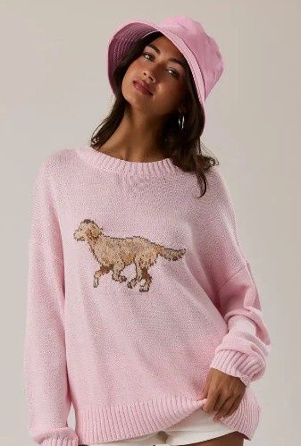 Retriever Dog L/S Sweater, Color: Lt Pink, Size: X-Small