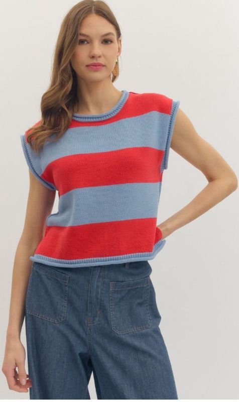 Striped Cap Sleeve Top