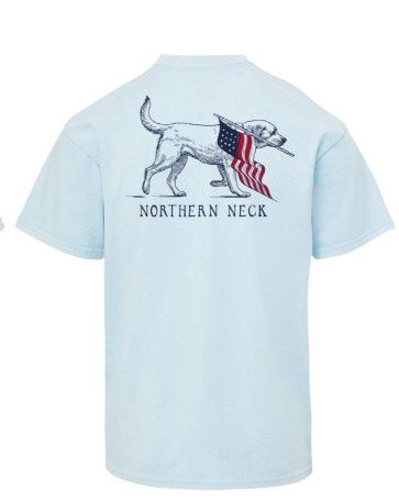 NNK Dog w/ Flag T-Shirt, Color: Crystal Blue, Size: Small