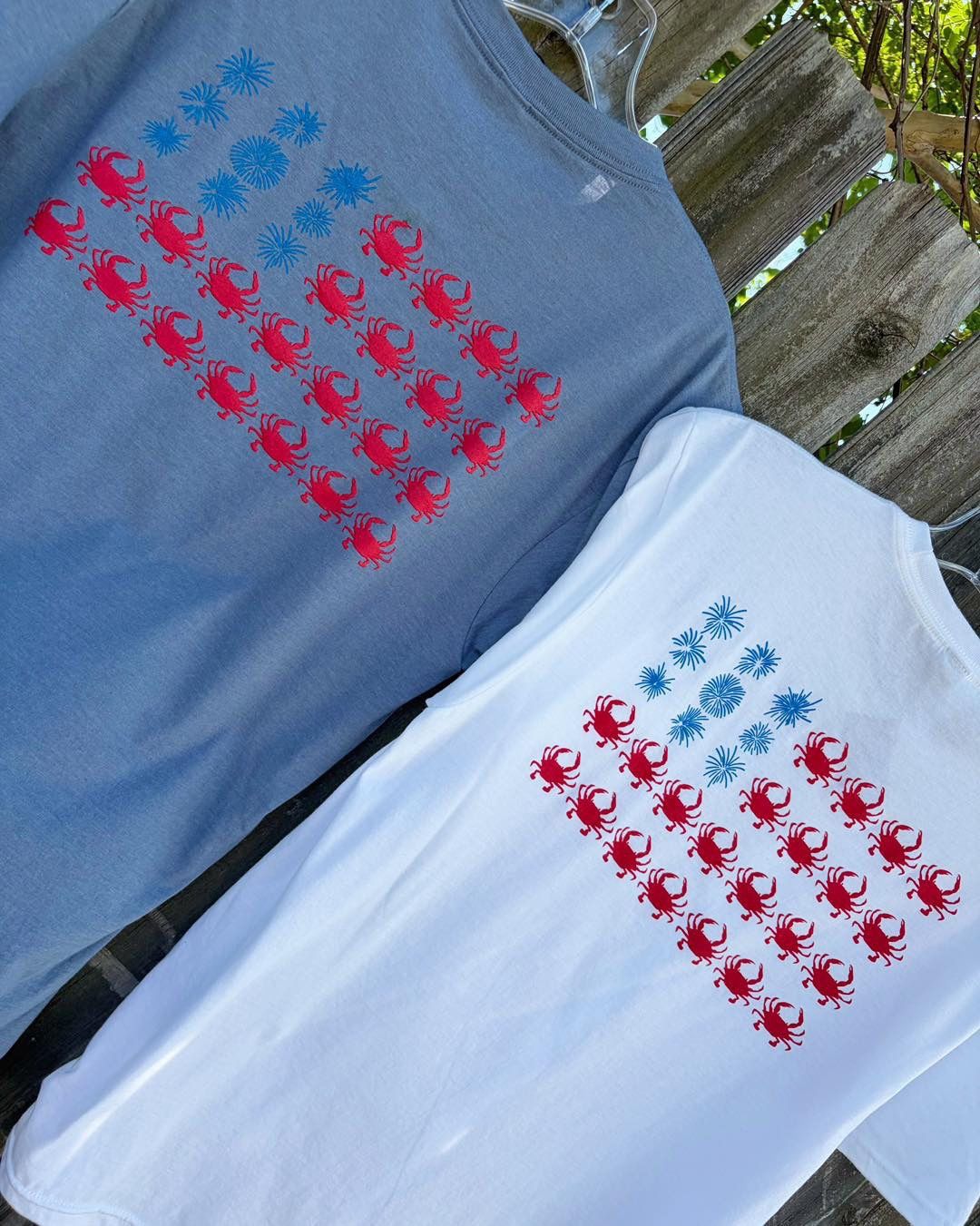 NNK Fireworks &amp; Crabs S/S Tee, Color: Flint Blue Hthr, Size: Small