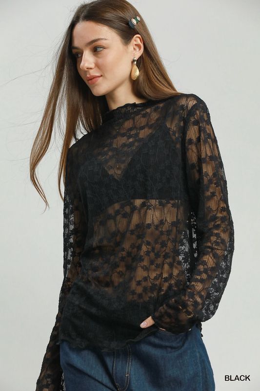 Mesh Floral L/S Top