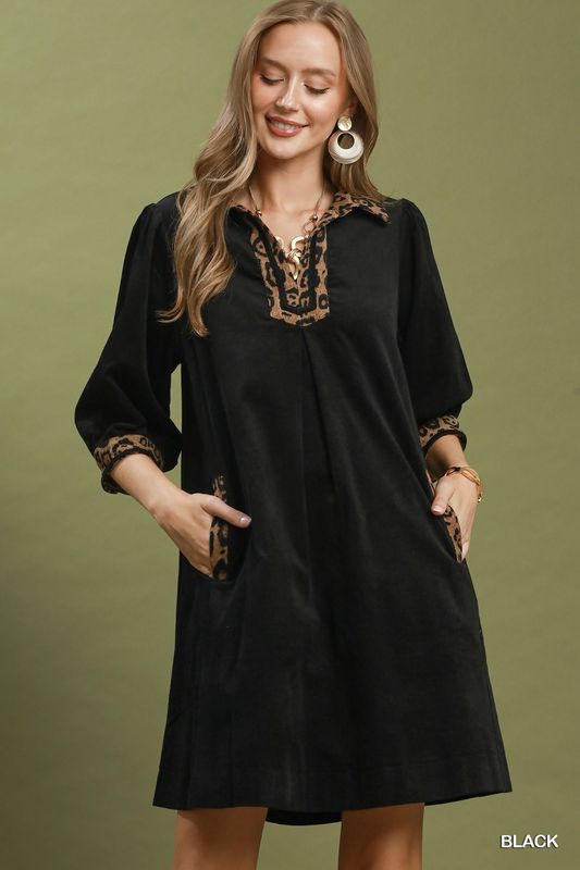 Leopard Trim Dress