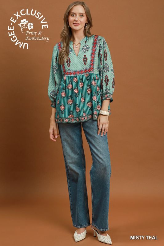 Floral Stripe Top
