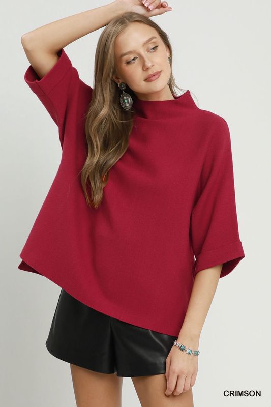 Mock Neck 1/2 Slv Top