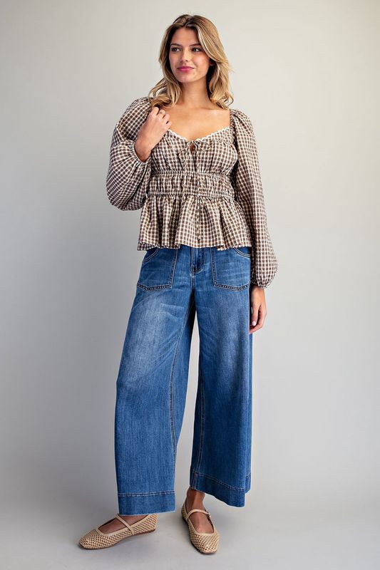 Gingham Sweetheart L/S Top
