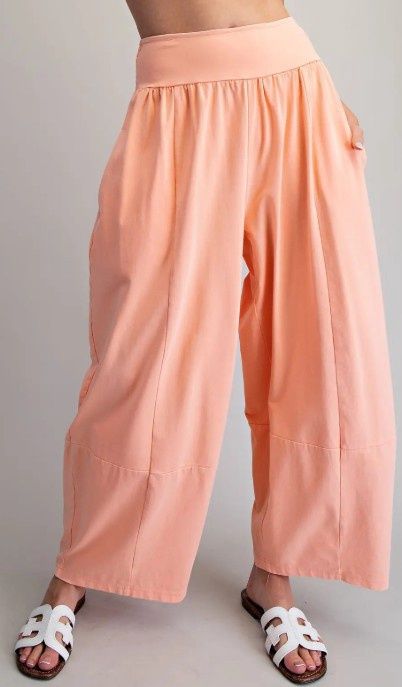 Mineral Wash Wide Leg Pants, Color: Apricot, Size: Small