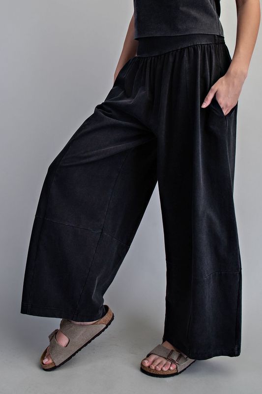 Mineral Wash Wide Leg Pants