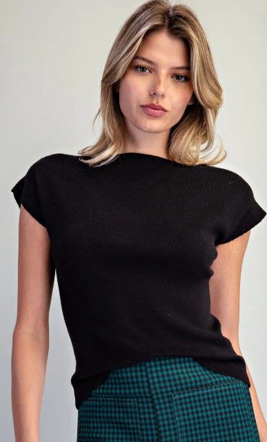 Mock Neck Knit S/S Top