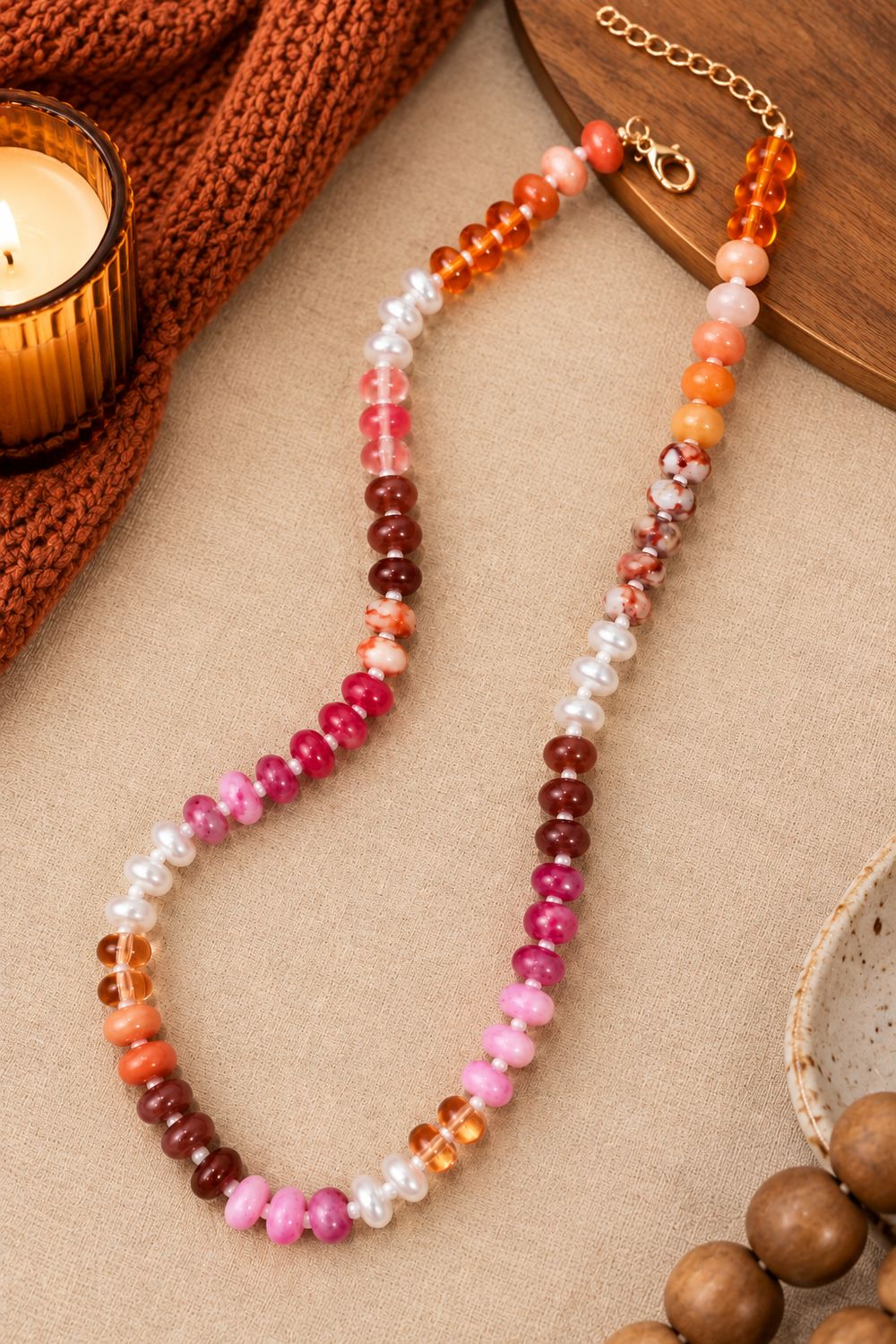 Natural Glass Bead Necklace
