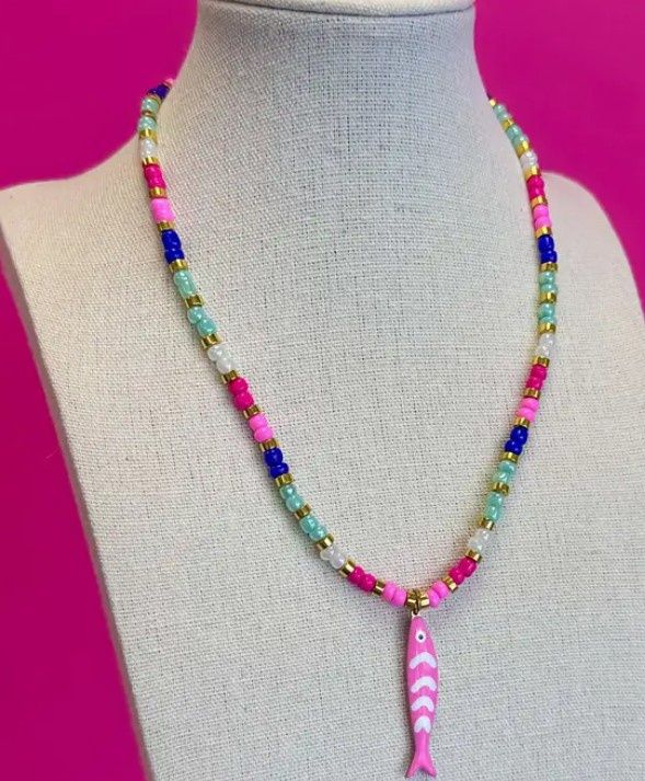 Multi Bead Fish Necklace