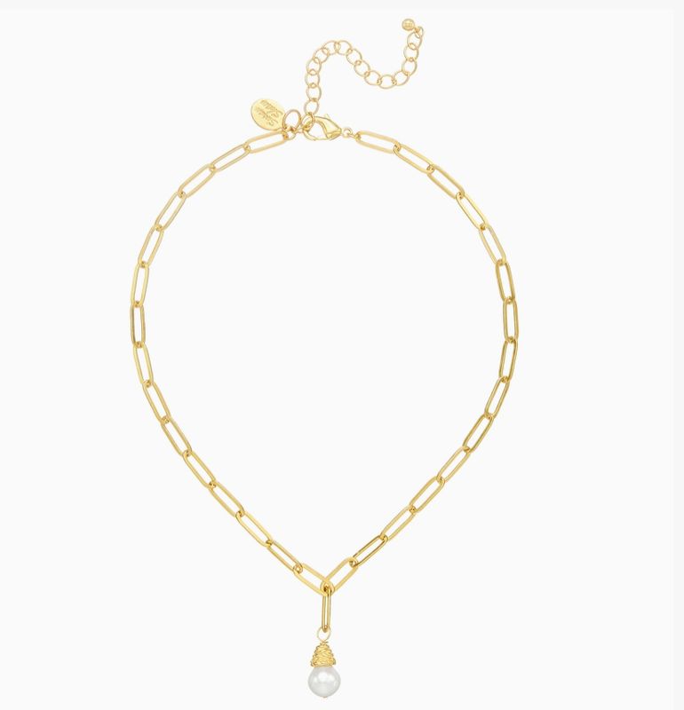 Freshwater Pearl Paperclip Necklace