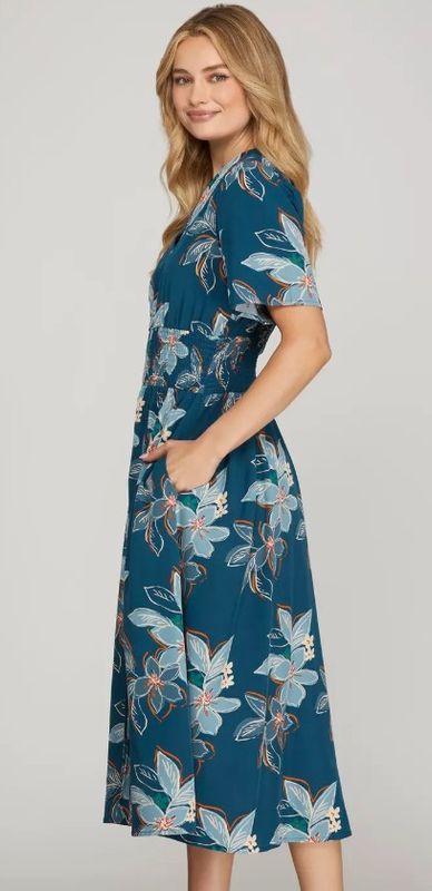 Front Zip S/S Midi Dress