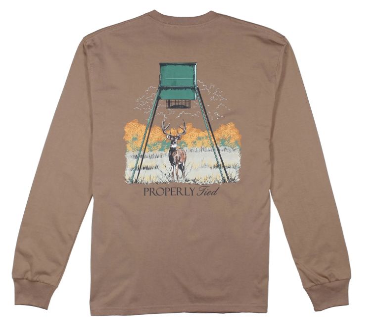 Deer Feeder L/S Tee, Color: Walnut, Size: Small