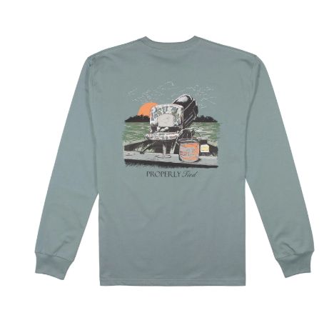 Gone Fishin' L/S Tee, Color: Steel Blue, Size: Small