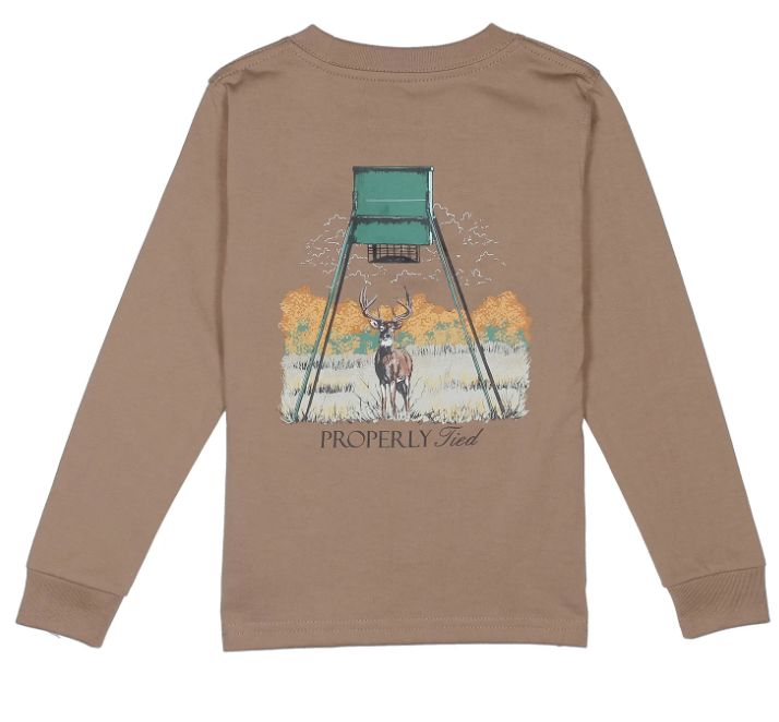 Boys Deer Feeder L/S, Color: Walnut, Size: YS