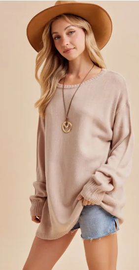 Slouchy Off Shoulder Sweater, Color: Oat, Size: Small