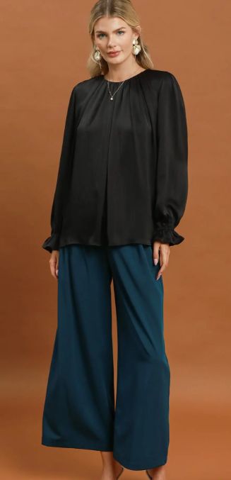 Pleated Balloon Slv Blouse
