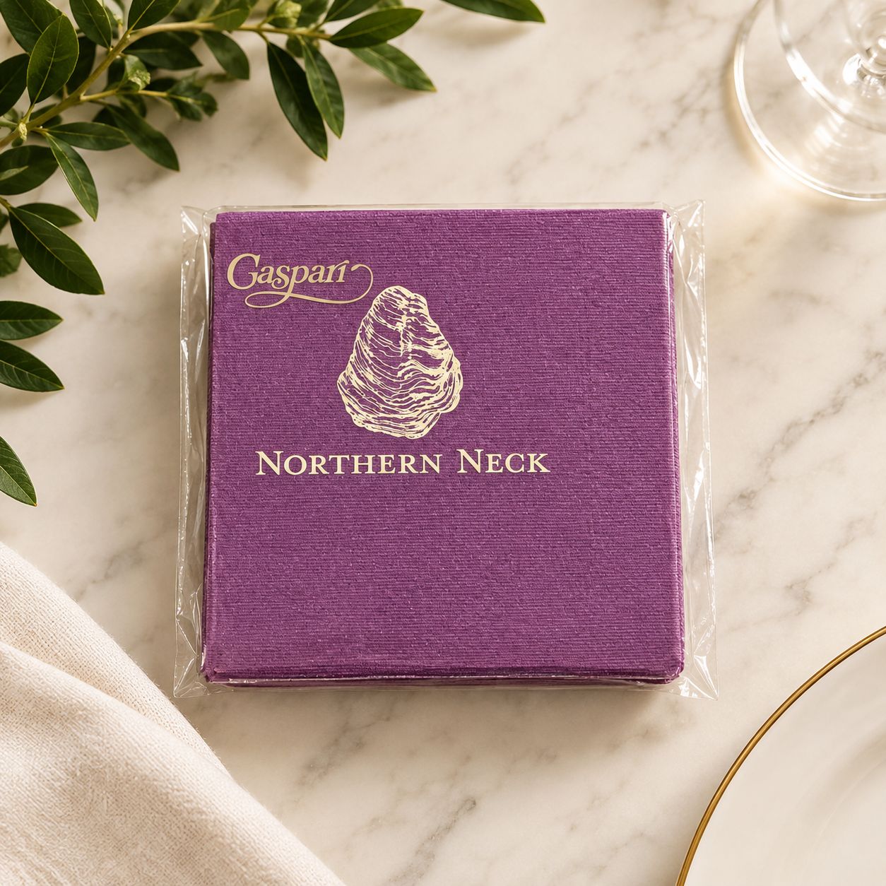 NNK Oyster Cocktail Napkins, Color: Aubergine