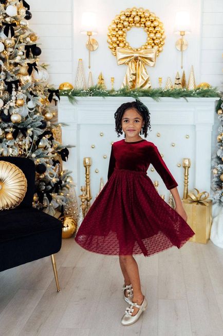 Velvet Tutu Dress, Color: Cranberry, Size: 3T