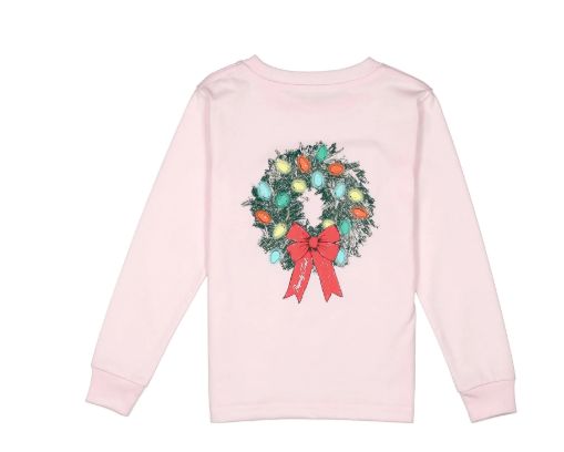 Girl's L/S Tee Wreath, Color: Rose, Size: Yth Small
