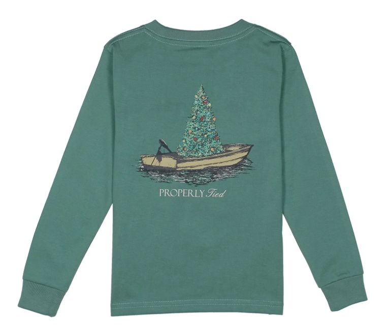Boy's L/S Tee Jolly Boat, Color: Marine Green, Size: Yth Small