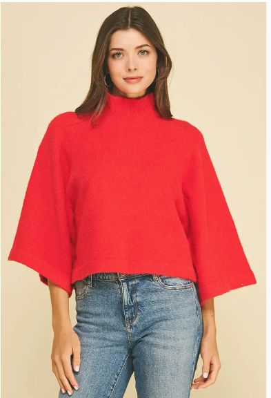 Mock Neck Wide Slv Sweater