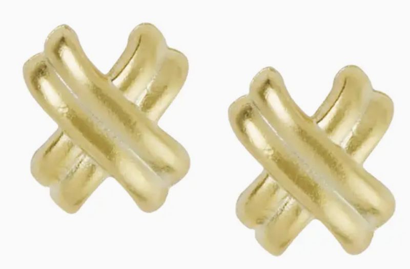 Small X's Gold Earrings