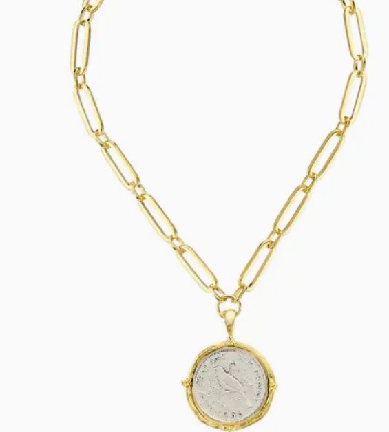 Bird Coin Paperclip Necklace
