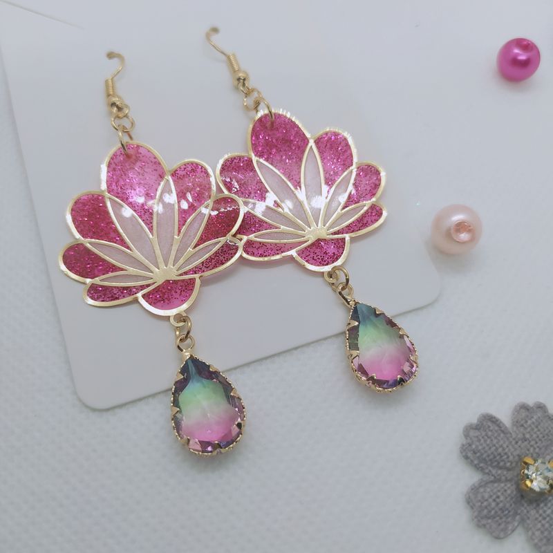 Boucles d'oreilles fleurs scintillantes "La vie en rose"