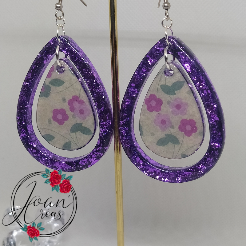 Boucles d'oreilles gouttes violettes scintillantes