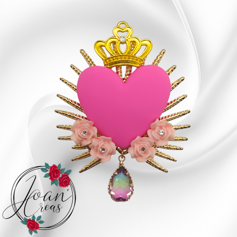 Broche bohème chic "Fresh pinky heart"