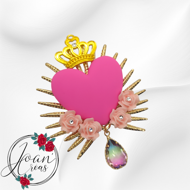Broche bohème chic "Fresh pinky heart"