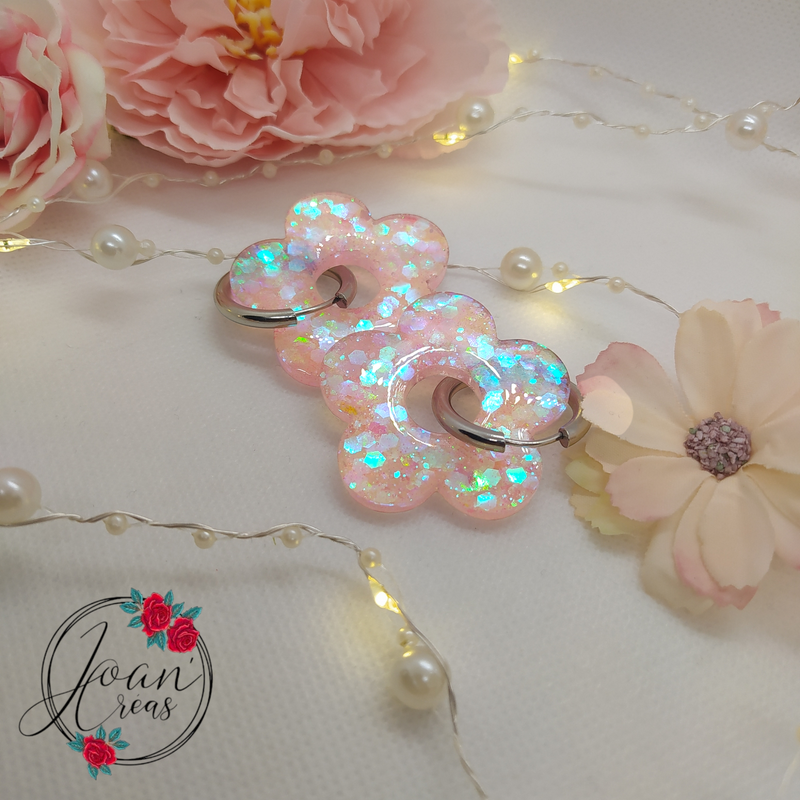 Boucles d'oreilles fleurs pailletées "Mermaid me"